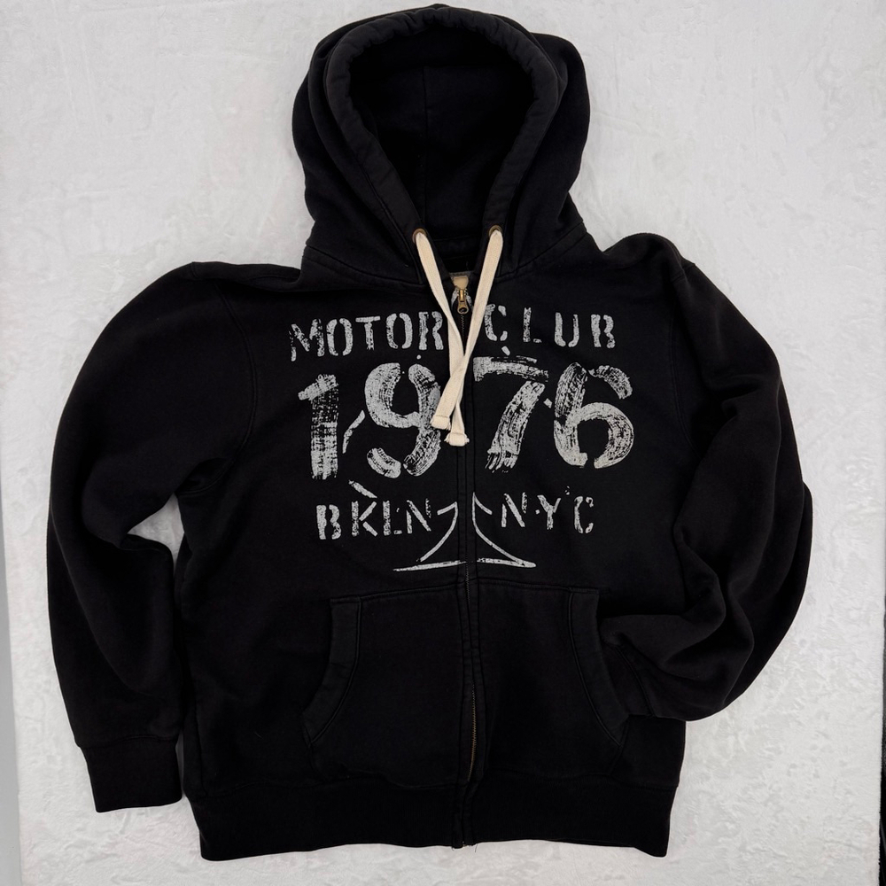 Vintage Y2K Hoodie Graphic Print Sears Roebuck Motor Club Brooklyn NYC Grunge XL